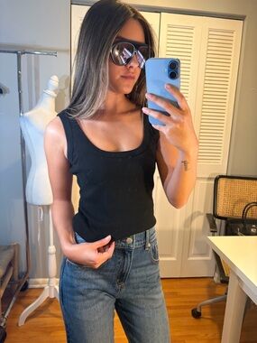 Citizens Of Humanity Black Ribbed Scoop Tank